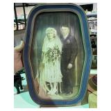 1920's Framed Wedding Portrait Bubble Glass