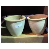 2 Glazed Stoneware Planters