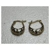 Sterling Silver Ornate Hoop Earrings