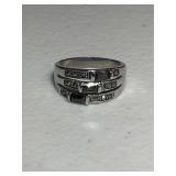 Sterling Silver Onyx & Marcasite Ring