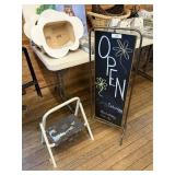 Vertical Chalkboard Sign & Stool