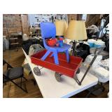 Metal Wagon, Chair & Stuffed Animal