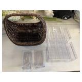 Woven Basket & Plastic Organizer