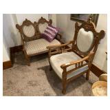 Antique Victorian Loveseat and Parlor Chair