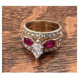 Ladies Gold Wedding Set Ring
