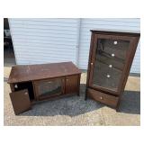 Wooden TV Stand & Media Tower Cabinet Set