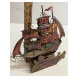 Vintage Copper Metal Sailing Ship Music Box