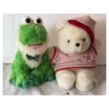 Cute Plush Toy Lot: Frog Puppet & Baby Bear