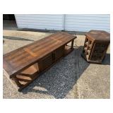 Vintage Brutalist Coffee Table & Hexagon End Table