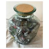 Vintage Clear Glass Jar Filled with Bottle Caps