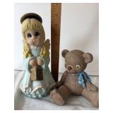 Vintage Atlantic Mold Angel & Teddy Bear Set
