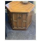 Pair of Lamp Tables & Vintage Linens