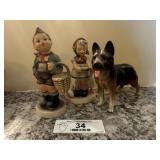2 Hummel Figurines & Napcoware Dog