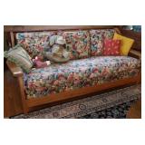 Vintage Oak Floral Sofa