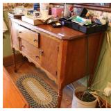 Antique Oak Server W/Misc. Contents Antique Oak Server W/Misc. Contents