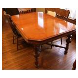 Vintage Dining Table & 6 Press Back Chairs Vintage Dining Table & 6 Press Back Chairs
