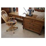 White Sewing Machine, Desk & Supplies White Sewing Machine, Desk & Supplies