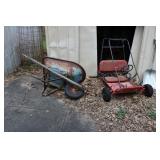 Go Kart, Wheel Barrow & Contents of Small Shed