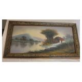 Vintage Water Scene Framed Watercolor