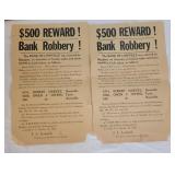 1861 Bank of Lowville Robbery Reward Bills