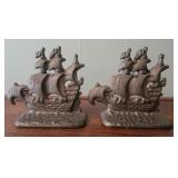 Metal Pirate Ship Bookends