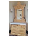 Vintage Wooden MarbleTop Dresser
