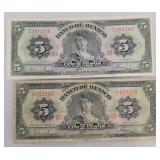 1963 Mexico Cinco Peso's Notes