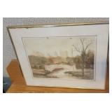 Framed City Scene Watercolor