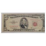 1953 C US $5 Red Seal Note