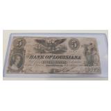 1862 Bank of Louisiana $5 Note