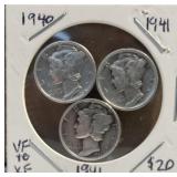 3- Mercury Silver Dimes