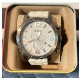 Men's Cream Color Band Wrist Watch