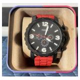 Men's Red Band Fossil Wrist Watch