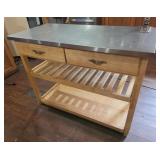 Wooden Table w/ Stainless Top