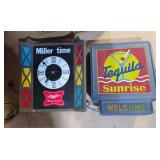 Vintage Miller Clock and Tequila Sign