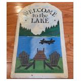 Welcome to the Lake Painted Slate Sign