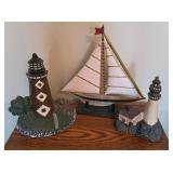 Lighthouse, Boat, & Fisherman Decor