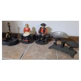 Cast Iron Figurines, Weigh Scale & Ash Tray