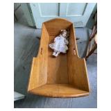 Wood Cradle with Doll
