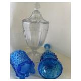 Blue Vase 9", Toothpick Holder 3"