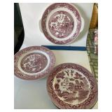 Willow Ware 10" Plate, Pink Willow 11" tray,