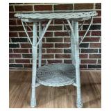 Wicker Round Glass Top End Table