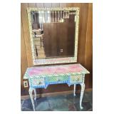 Decorative Hand Painted Desk & Mirror