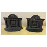 Vintage Cast Iron Bookends 'Penelope At Her Loom'