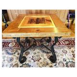 Rustic Wooden End table W/ Wrought Iron Legs