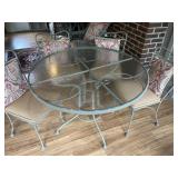 Glass Top Patio Table W/ 4 Chairs