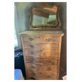 Vintage Burl Wood Dresser W/ Mirror