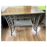 Wicker Wood Topped Table