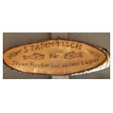Hand Carved Wooden Stammtisch Sign