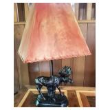 Metal Moose table Lamp W/ Fringed Shade